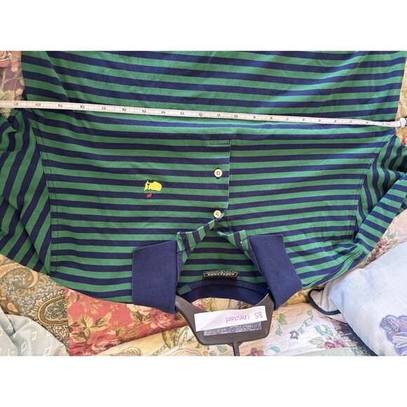 Masters Collection Golf Polo Shirt Men's M Blue Green Stripe 60s 2Ply merch - Picture 8 of 8